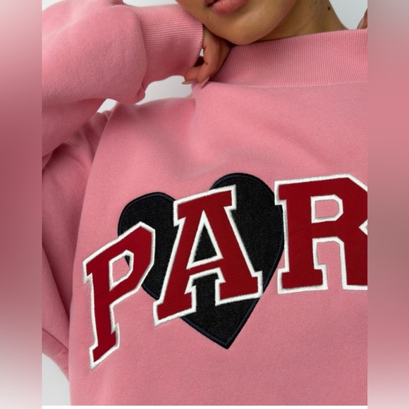 NWT Parke 2026 Valentine’s Day Jean Heart Varsity Mockneck Sweatshirt Size XXL - Picture 3 of 8